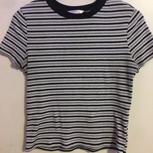 Striped, tight, cropped, black and white shirt